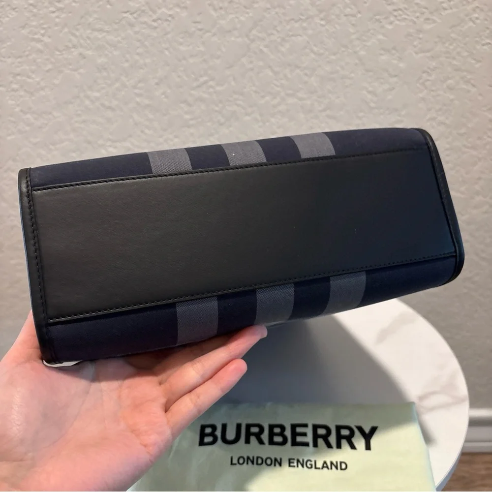 NWT Burberry Small Tote in the Navy/Grey IP Check with Dustbag